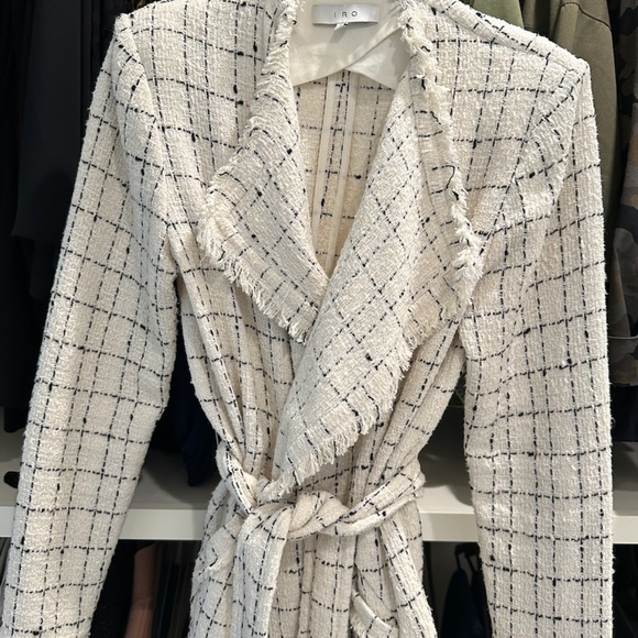 IRO Quinet Women's Belted Tweed Frayed Wrap Jacket in Size 36/US 4 - Picture 1 of 4